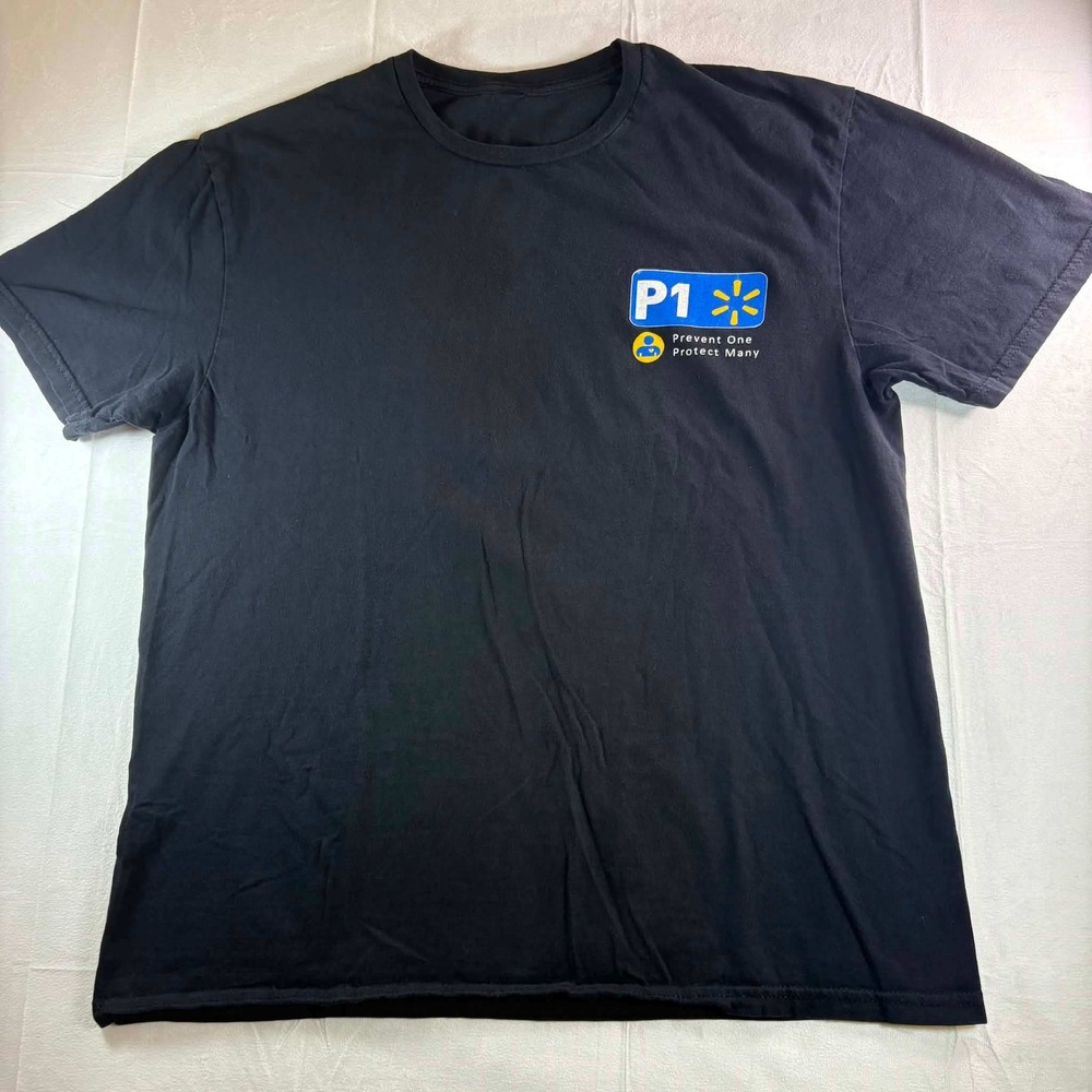 Walmart DC 6016 New Braunfels Texas P1 Safety Shirt Black Mens XL Short Sleeve